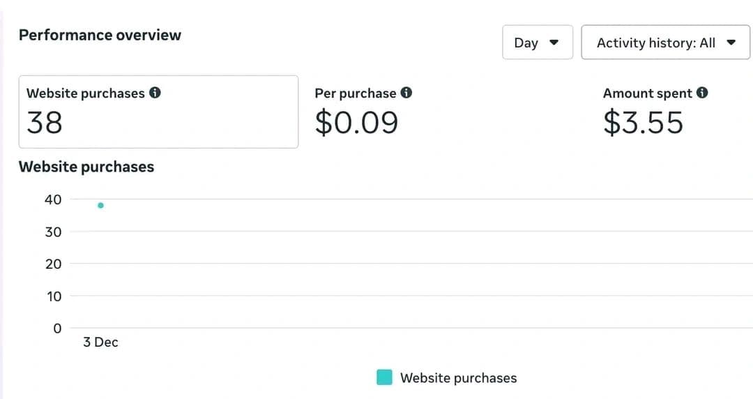 High-ROI E-commerce Campaign (38 Sales at $0.09)